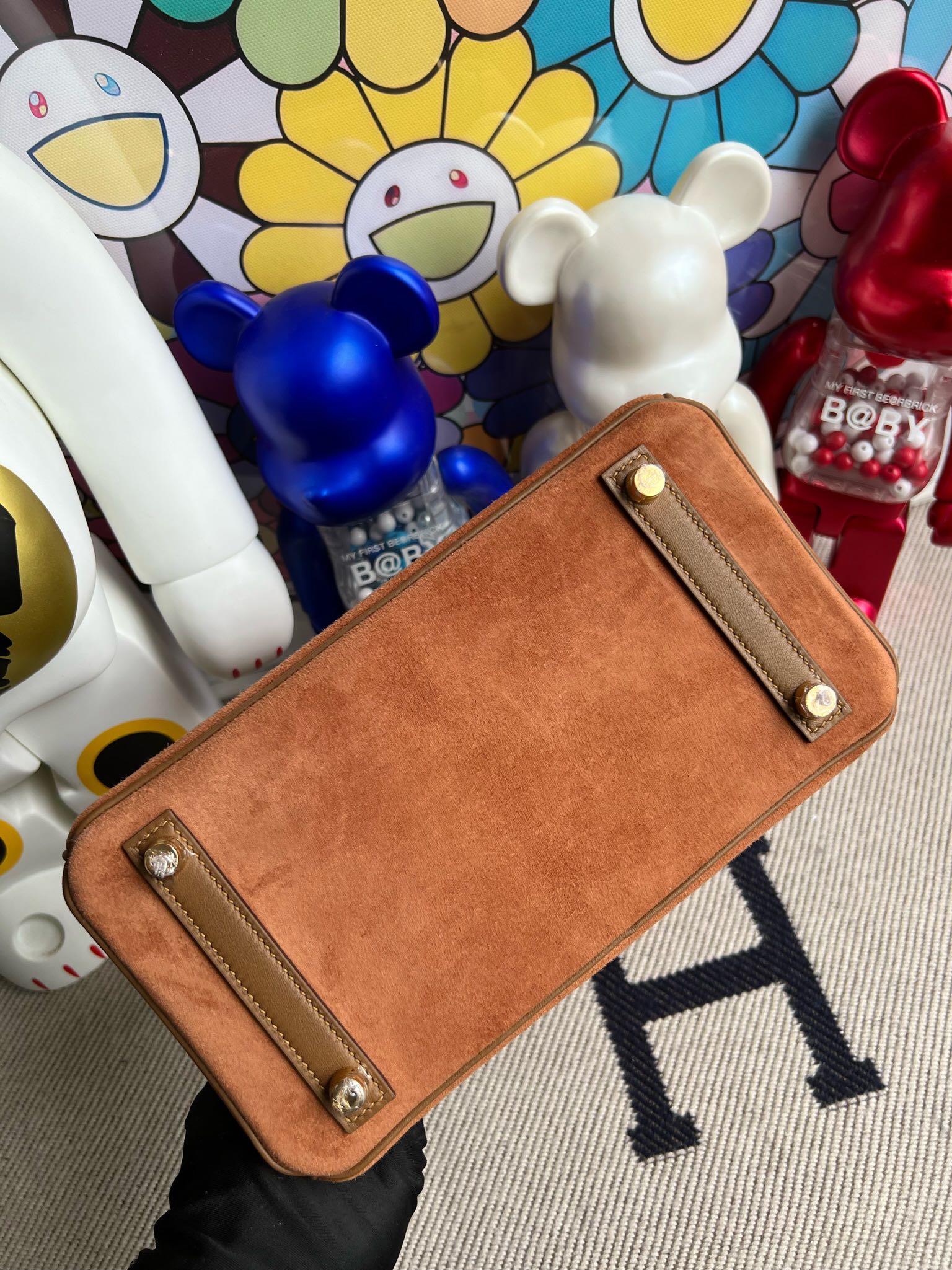 에르메스 버킨백25 브라운 금장 스웨이드